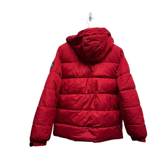 Reebok 1895 Men's Puffer Jacket Hooded Red Size Large - Picture 6 of 9